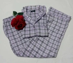 ARIA Collection Purple Gray Plaid Brushed Flannel Pajamas Nice Warm Fuzy Size S - Picture 1 of 8