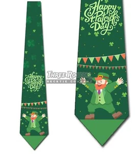 St. Patrick's Day Ties Mens Holiday Tie Leprechaun Necktie - Picture 1 of 3