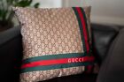 Classic Gucci GG Logo Accent Throw Pillow Made From Authentic Gucci Scarf 