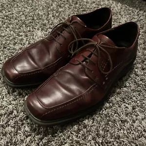 Ecco Burgundy Leather Lace Up Dress Oxfords Shoes Men's 47/13 - Picture 1 of 7
