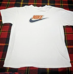 VTG 2000s y2k Nike Gray Tag Spellout Big Logo Swoosh T-Shirt White Sz XL - Picture 1 of 5