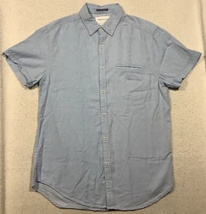 Denim & Flower Ricky Singh Short Sleeve Button Down Shirt Men's Small Blue - Picture 1 of 10