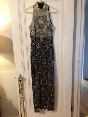 Vestido de Noche Vintage Años 80-90 Laurence Kazar NY Cuentas Perla Adornado Seda S Foto 1 de 4