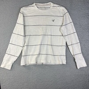 AMERICAN EAGLE OUTFITTERS MEN’S SWEATER M WHITE STRIPES LONG SLEEVE VINTAGE FIT - Picture 1 of 13