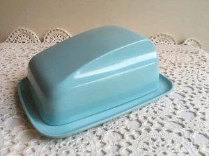 Vintage VOGUE melamine Covered Butter Dish - Light Aqua Blue - Australian made - Picture 1 of 11