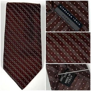 Gianluca ISAIA Napoli Brown Striped With Dots Silk Tie 4” Wide 60” Long ITALY - Picture 1 of 11