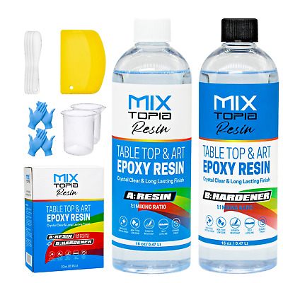 MIXTOPIA 32OZ Epoxy Resin Kit For Art, Casting, Table Tops,and Tumblers 1:1 MIX • 25.95$