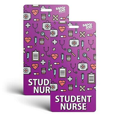 Student Nurse Badge Buddy - Purple With Medical Icons -  Vertical - By BadgeZoo • 199.99$