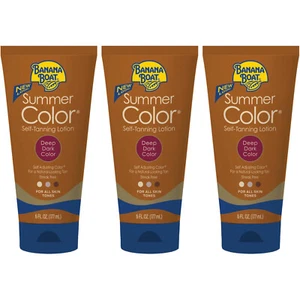 3 Pack Banana Boat Summer Color Self-Tanning Lotion, Deep Dark Color 6oz Each - Picture 1 of 3