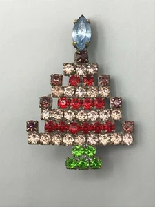 Seltene Alte Brosche Christbaum Gablonz Strass Glas Steine Alt Strasssteine - Bild 1 von 5