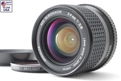 [CASI COMO NUEVO con Capucha y Filtro] Lente Gran Angular Minolta MD 24mm f2.8 para SLR JAPÓN Foto 1 de 4