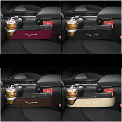 Car Seat Gap Filler Catcher Storage Box Organizer with Cup Holder for Jaguar Foto 1 de 2