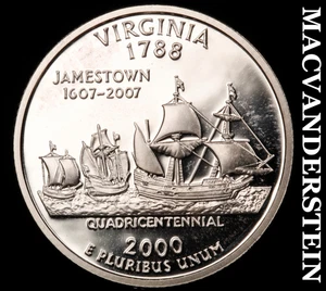 2000-S Silver Virginia State Quarter - Choice Gem Proof  Lustrous  #F1025 - Picture 1 of 2