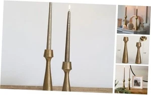 Antique Brass Iron Taper Candle Holder - Set of 2 Decorative Candle Stand, Gold - Picture 1 of 8