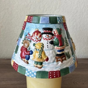 Yankee Candle Keramikschirm, Jar Topper, Quilt Schneemann, groß, Weihnachten, Schnee - Bild 1 von 19