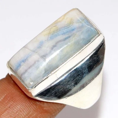 Anillo chapado en plata 925 Scheelita azul para hombre EE. UU. 10,5 regalos joyería GW Foto 1 de 3