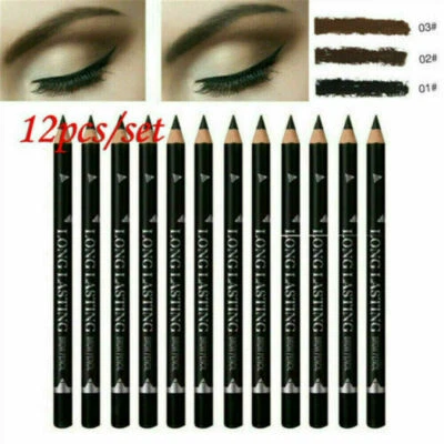12Pc Waterproof Eye Brow Eyeliner Eyebrow Pen Pencil Makeup Cosmetic Tools Set - Image 1 of 4