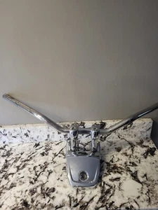 2016 DYNA LOWRIDER FXDL FACTORY HANDLE BARS WITH HEADLIGHT BLOCK CHROME - Picture 1 of 5