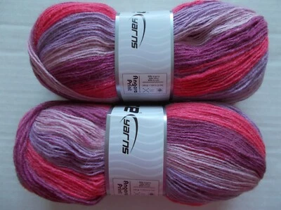 Hilos de hielo hilo estampado de angora, salmón/lila/orquídea/rosa, lote de 2, (582 yardas ea) Foto 1 de 2