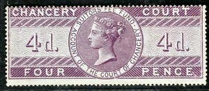 GB QV Revenue Stamp 4d Lilac CHANCERY COURT p16 (1856) Mint LMM GWHITE65 - Picture 1 of 6