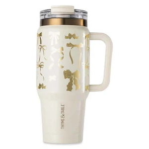 Tumbler with Handle, Dual Straw Lid, Stainless Steel Double Wall Insulate - Picture 1 of 9