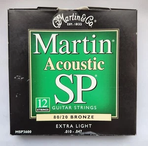 Martin MSP3600 80/20 Bronze 12 String Acoustic Guitar Strings Extra Light 10-47 - Picture 1 of 2