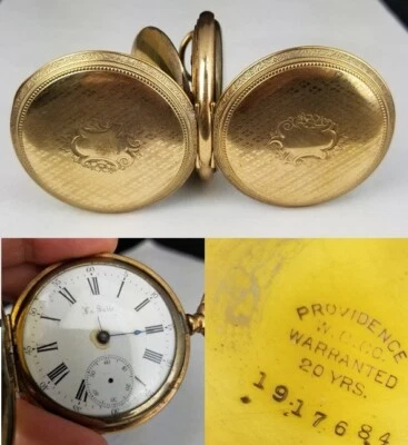 antiguo reloj bolsillo 11J W.C. Co 16s DOBLE CAZADOR ORO 10k o 14k relleno Foto 1 de 4
