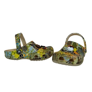Crocs Clog Tropical Print Sz J3 Dinosaur Jungle Comfort Slip On Shoes - Picture 1 of 12