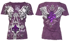 Archaic by Affliction Women's T-shirt Tall Tale Biker Tattoo - Picture 1 of 6