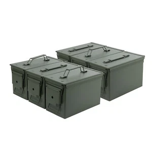 Redneck Convent Metal Ammo Storage Box 6pk - .50 Cal Green Locking Steel Can - Picture 1 of 7