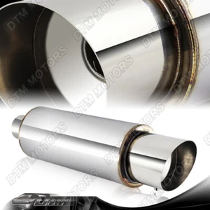 "Silenciador de escape de soldadura de acero inoxidable de punta inclinada de 4"" entrada + silenciador" JDM N1 - Imagen 1 de 6