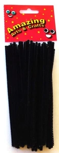 Increíbles artes y manualidades limpiadores de pipas negros tallos de chenilla 15cm x 4 mm, 50pcs - Imagen 1 de 1