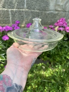 Rare Vintage 1940’s Pyrex Ovenware Casserole Dish ~ Floral Etched Glass - Picture 1 of 6