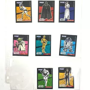 Set 8 adesivi Star Wars PEZ vintage Euro 1997 Luke Leia Han Vader Yoda R2-D2 C3-PO - Foto 1 di 6