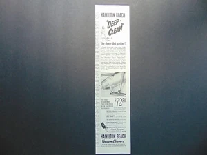 Aspirapolvere HAMILTON BEACH DEEP CLEAN 1949 pubblicità stampa artistica vintage - Foto 1 di 1