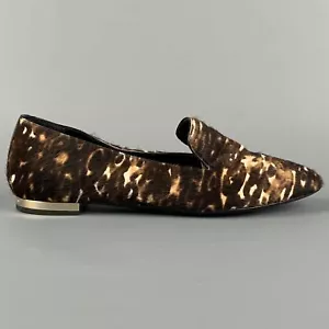 BURBERRY PRORSUM Size US 5 Brown Leather Animal Print Pony Hair Slip On Flats - Picture 1 of 8