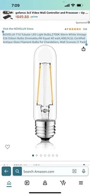 NOVELUX T10 Tubular LED Light Bulbs,2700K Warm White  4W Equal 40 watt,400LM - Image 1 of 4