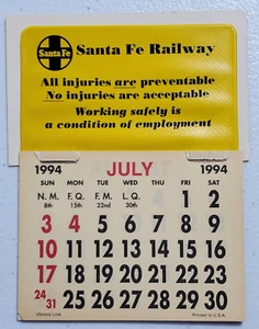 Vintage 1994 Santa Fe Railway Mini Calendar - Imagen 1 de 2