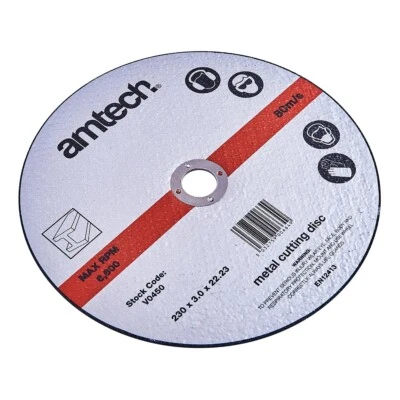 AMTECH 230mm Metal Cutting Disc 9" 3mm Thin Aluminium Oxide Angle Grinder Cut Large UK