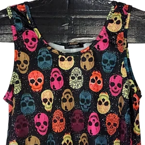 Camiseta sin mangas con estampado de calaveras multicolor esqueletos negra talla XL LoveU.Dear - Imagen 1 de 11