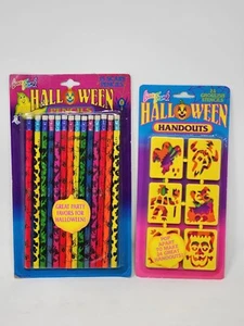 Vintage 1990 Lisa Frank Halloween Party Favors 27 Ghoulish Stencils & 15 Pencils - Picture 1 of 4