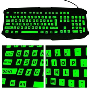 Luminous English Full Keyboard Sticker Film Capital Letters Backlight Sticker cv - Picture 1 of 10