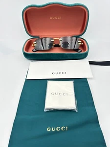 Gucci Sunglasses GG1221S 001 rimless Black Grey 56 16 140 w case - Picture 1 of 7