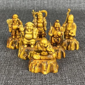 Vintage Chinese Resin Sculpture Buddha Six Gods of Good Fortune - Picture 1 of 11