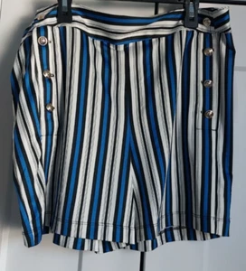 NY Collection Women's Size Large Navy White Striped Yoked Sailor Shorts NWT - Picture 1 of 4