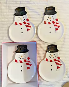 Williams Sonoma Snowman Cookie Plates 2004 4 Total - Picture 1 of 4