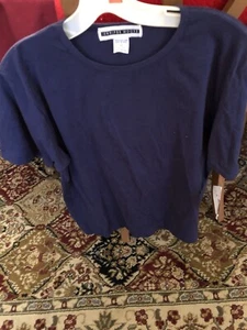 VTG Jennifer Moore Navy Blue Short Sleeve T Shirt Womens M Cotton NWT - Picture 1 of 4