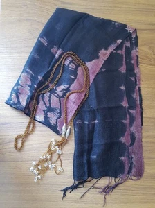Silk scarf with bead belt - Picture 1 of 3
