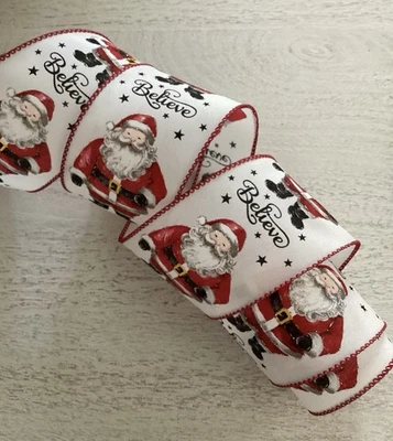 CINTA DE BORDE CON CABLE ESTAMPADO SANTA CREE DE NAVIDAD DE 5 YARDAS, 2 1/2" de ancho Foto 1 de 4