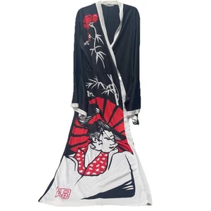 Geisha Robe Kimono Costume Adult Oriental Japanese Sz M* Black Red White Theater - Picture 1 of 12